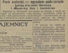 Park Sielecki ogrodem publicznym, 1927