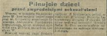 Pilnujcie dzieci przed seksualistami, 1927