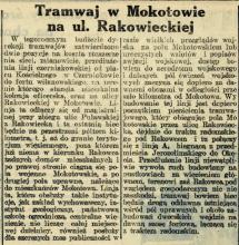 Tramwaj na Rakowieckiej, 1927