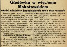 Głodówka w więzieniu, 1927