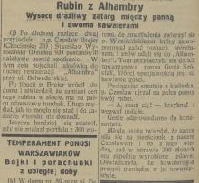 Rubin z Alhambry, 1927