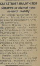 Wypadek lotniczy, 1927