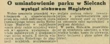 Umiastowienie parku, 1928