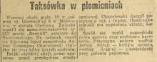 Taksówka w płomeniach. Olszewska 8. 1929.