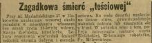 Zagadkowa śmierć teściowej. Madalińskiego 57. 1929.