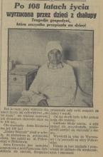 Porzucona na Puławskiej. 108 latka opuszczona przez rodzinę. 1929.