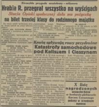 Hrabia na Wyścigach. Przegrany majątek. Bilet z opieki społecznej. 1929
