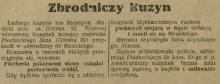 Zbrodniczy kuzyn, ulica Górska, siekiera. 1929.