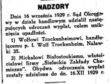 Odroczenie wypłat, 1929