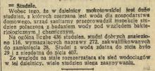 Inspekcja studzien, 1929