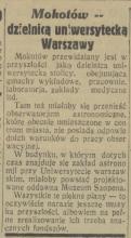 Mokotów dzielnicą uniwersytecką, 1930