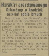 Harakiri aresztowanego, 1930