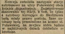 Komisja kasuje stacje autobusów na Puławskiej z małymi wyjatkami. 1930.