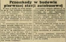 Budowa stacji autobusów przy Puławskiej wstrzymana. 1930.