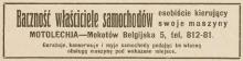Garażuje, konserwuje, myje, 1930