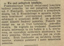 Brak funduszów na pomnik, 1930