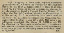Odroczenie wypłat, 1931