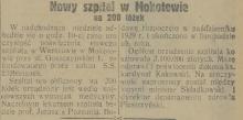 Nowy szpital, 1931