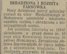 Skradziona taksówka, 1931