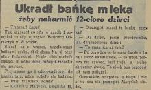 Ukradł bańkę mleka, 1931