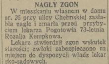 Zgon wskutek starości, 1931