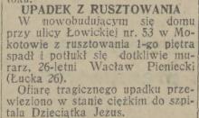 Upadek z rusztowania, 1932