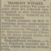 Tragiczny wypadek, 1932