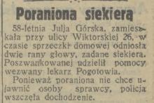 Poraniona siekierą, 1932
