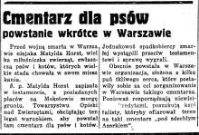Cmentarz dla psów, 1932