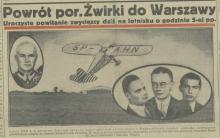 Powrót Żwirki, 1932