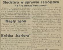 Zabójstwo na tle mieszkaniowem, 1933
