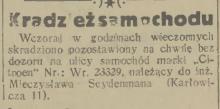 Kradzież samochodu, 1933
