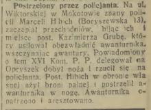 Postrzelony przez policjanta, 1933
