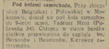 Pod kołami, 1933