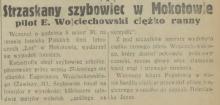 Strzaskany szybowiec, 1933