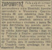Albin się żeni, 1933