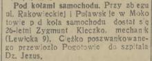 Pod kołami, 1933