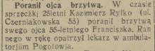 Ojca brzytwą, 1933