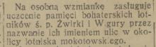 Uczczenie pamięci, 1933