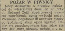 Pożar w piwnicy. Różana 43. 1934