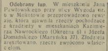Odebrany łup, 1934