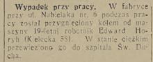 Wypadek przy pracy, 1934
