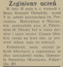Zaginiony uczeń, 1934