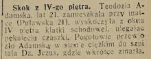 Skok z IV piętra, 1934