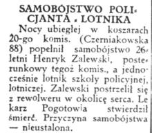 Samobójstwo policjanta, 1935