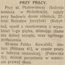 Wypadki przy pracy, 1935