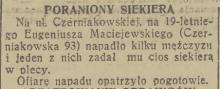 Siekierą w plecy, 1936