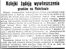 Kolejki żądają wywłaszczenia, 1936