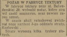 Pożar w fabryce tektury