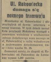 Nocnego tramwaju, 1936